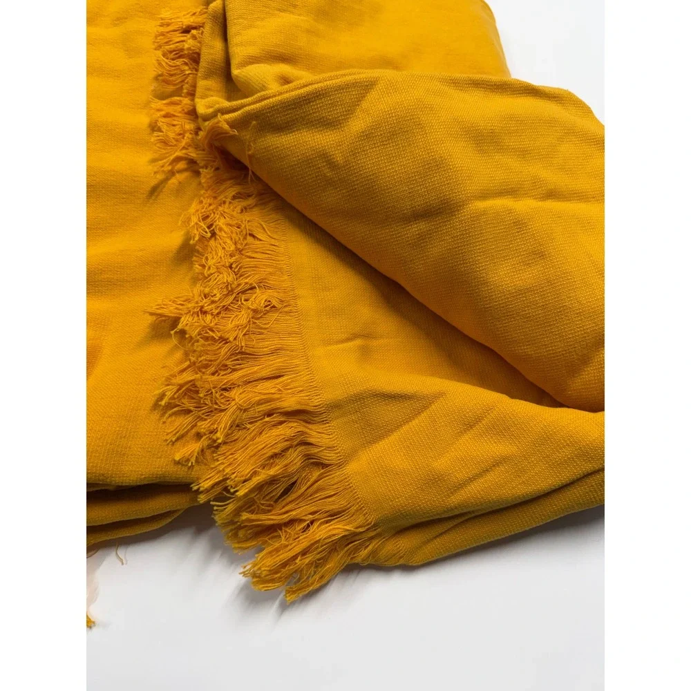 Two Sand Cloud Turkish Cotton Beach Towel Mustard Yellow Fringe Terry Backed New